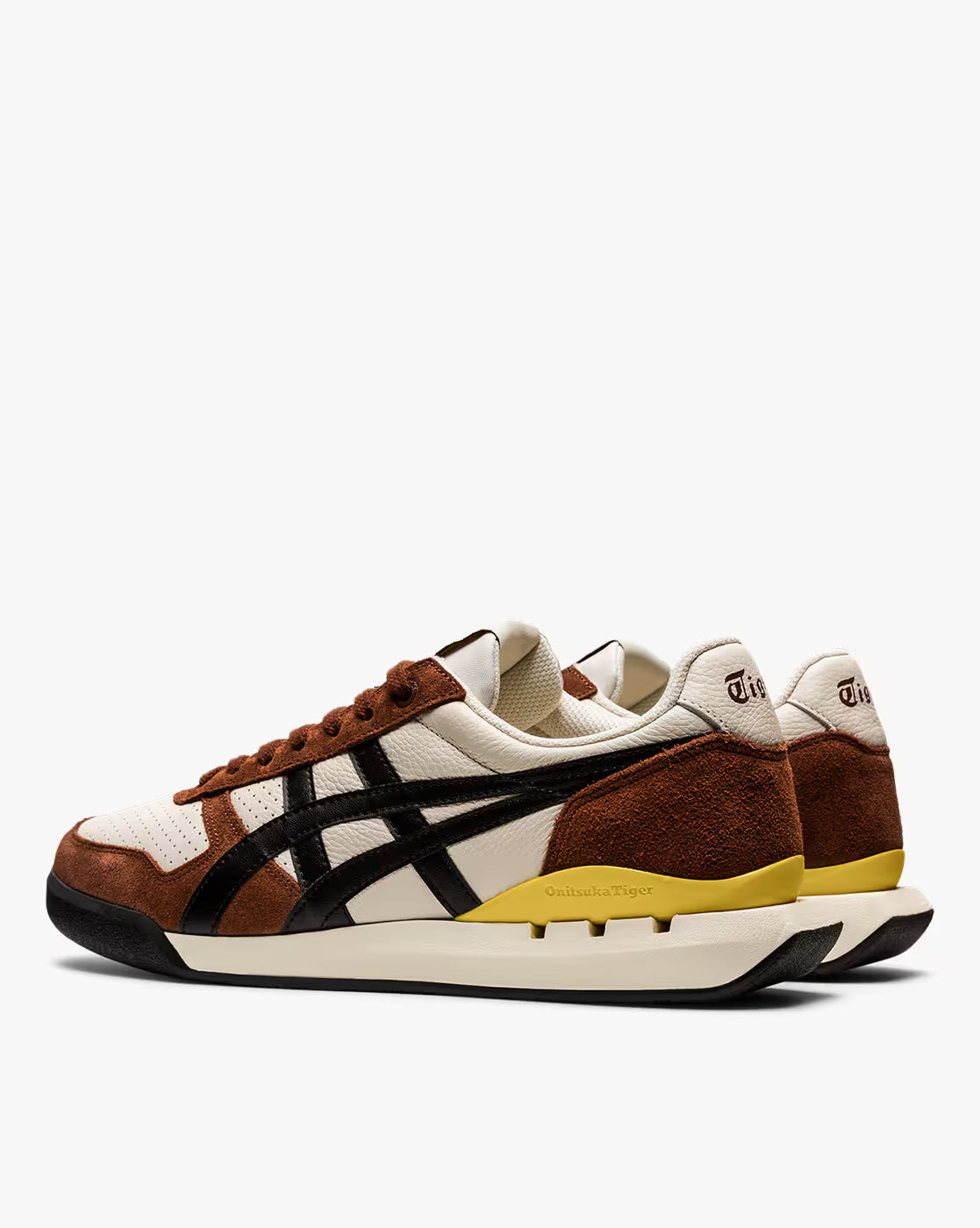 Retro-Inspired Leather & Suede Sneakers – Brown/Ivory/Yellow