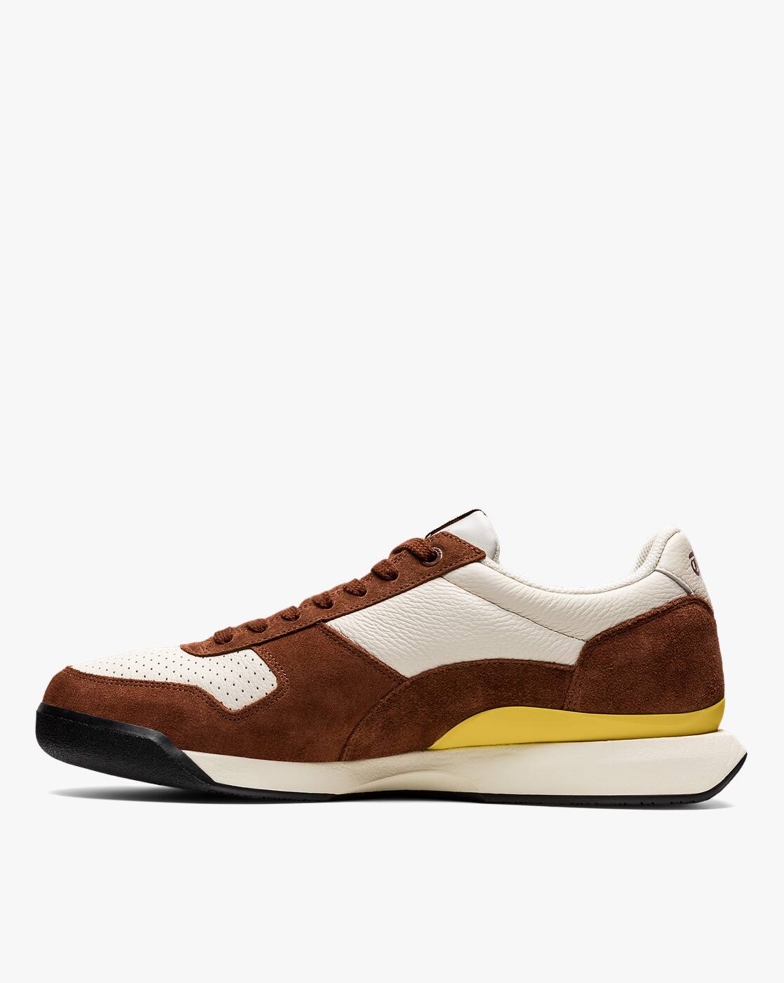 Retro-Inspired Leather & Suede Sneakers – Brown/Ivory/Yellow