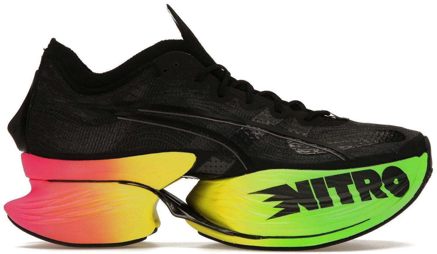 PUMA Fast-R Nitro Elite Running Shoes – Black/Green/Yellow/Red Gradient