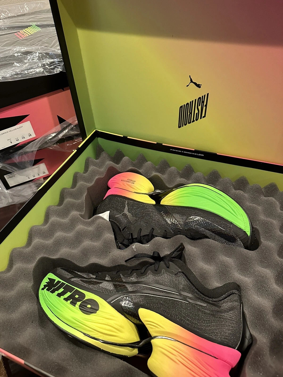 PUMA Fast-R Nitro Elite Running Shoes – Black/Green/Yellow/Red Gradient